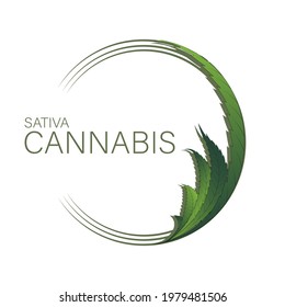 Simple icon of Cannabis Leaf Silhouette Sativa marijuana