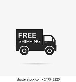 Simple icon car free of Delivery.