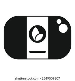 Simple icon of a cardboard package with a logo depicting two leaves, suggesting an environmentally conscious brand