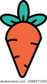 Icono simple de una zanahoria en colores planos