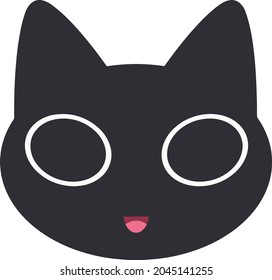 A simple icon with a cat. Cute face with big eyes. Suitable for making cute souvenirs.