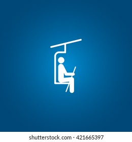 Simple icon chair lift for skiers