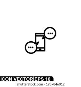 Simple Icon Chat Online Vector Illustration Design. Outline Style, Black Solid Color.
