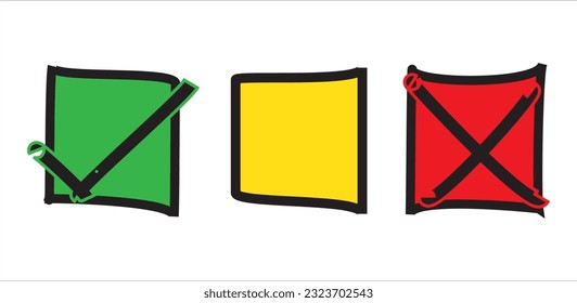 Simple icon of checklist and cross vector, vector icon Illustration three colours
