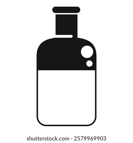 Simple icon of a chemical flask with bubbling liquid inside, perfect for representing chemistry experiments