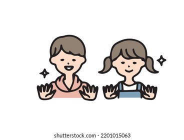 Simple icon of children washing their hands clean