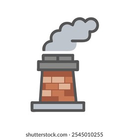 Simple icon of chimney smoke rising, depicting winter warmth and coziness.