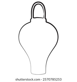 simple icon of Chinese paper semi-circular lantern for Chinese New Year drawn with original outline