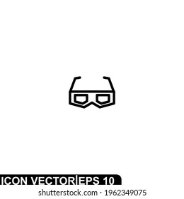 Simple Icon Cinema Glasses Vector Illustration Design. Outline Style, Black Solid Color.
