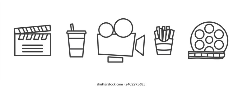 Simple icon of Cinema set, Cinema Related Vector Line Icons isolated on transparent background.