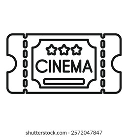 Simple icon of a cinema ticket granting access to a five star entertainment experience