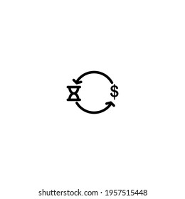 Simple Icon Circle Money Time Vector Illustration Design. Outline Style, Black Solid Color.