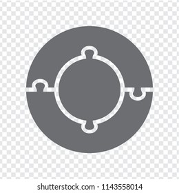 Simple icon circle puzzle in gray. Simple icon circle puzzle of the thee elements on transparent background. Flat design. Vector illustration EPS10.