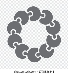 Simple icon circle puzzle in gray. Simple icon puzzle of the ten elements on transparent background for your web site design, app, UI. EPS10.