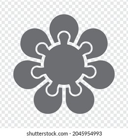 Einfaches Icon-Kreis-Rätsel auf Grau. Einfaches Icon-Puzzle der sieben Elemente und Mitte auf transparentem Hintergrund. Flaches Design. Vektorgrafik EPS10.