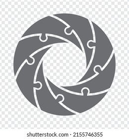 Sencillo rompecabezas de círculo de iconos en gris. Sencillo rompecabezas de iconos de los ocho elementos sobre fondo transparente para el diseño de su sitio web, aplicación, interfaz de usuario. EPS10.