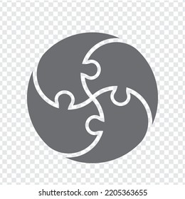 Einfaches Icon-Kreis-Rätsel auf Grau. Einfache Icon Kreis-Rätsel der vier Elemente. Yin und Yang Konzept für Ihr Design. EPS10.