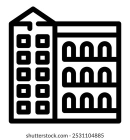 Simple icon of a city hall building, representing local government and civic administration