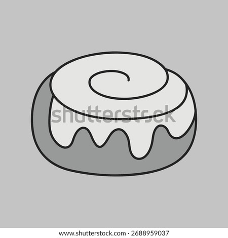 A simple icon of a classic cinnamon roll with icing. Designed in a clean, modern, grayscale outline style. Ideal for menus, food apps, and cafe websites.

