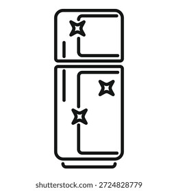 Einfache Ikone eines sauberen Kühlschranks, symbolisiert Sauberkeit und Hygiene in der Küche