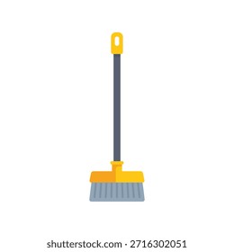 Simples ícone de uma vassoura de limpeza em pé, pronto para varrer e manter a limpeza