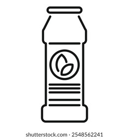 Simple icon of a cleaning product bottle with a leaf logo, suggesting an eco friendly formula