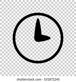 Simple icon of clock. Black icon on transparent background.