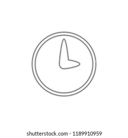 Simple icon of clock. Dotted outline silhouette with shadow on white background