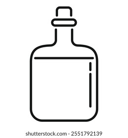 Ícone simples de uma garrafa fechada com uma cortiça, perfeito para representar conceitos relacionados a bebidas, química ou recipientes