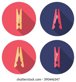Simple icon clothespins in a flat design