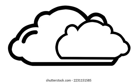 Simple icon clouds with white background and a black stripe, suitable for icons and logos