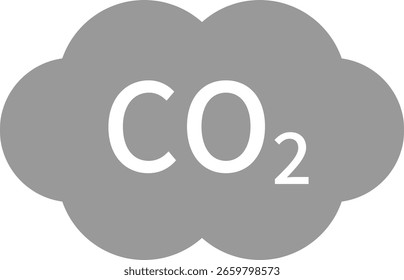 Simple icon of CO2 (carbon dioxide) emissions, cloud shape
