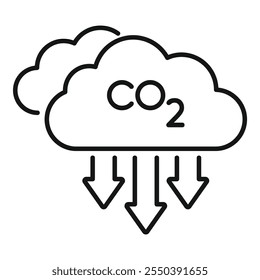 Simple icon of co2 emissions polluting the air with carbon dioxide