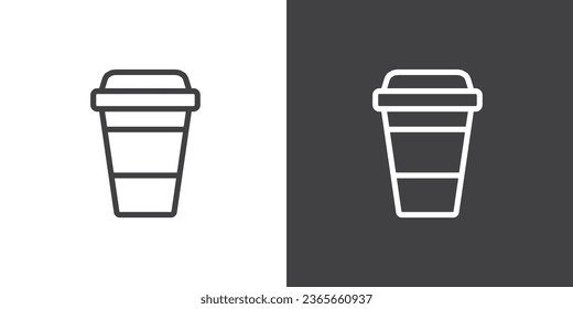 Simple icon of coffee cup, Vector icon of hot drink packaging, such as tea, milk, or coffee, Drink packaging vector icon in trendy line style on white background. Soft drink icon in modern packaging.