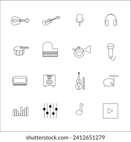 simple icon collection of all musical instruments