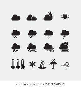 Simple icon collection pack with a block style of various daytime weather conditions