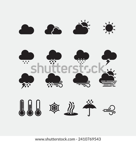 Simple icon collection pack with a block style of various daytime weather conditions