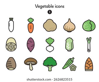Simple icon collection of vegetables