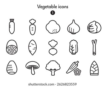 Simple icon collection of vegetables