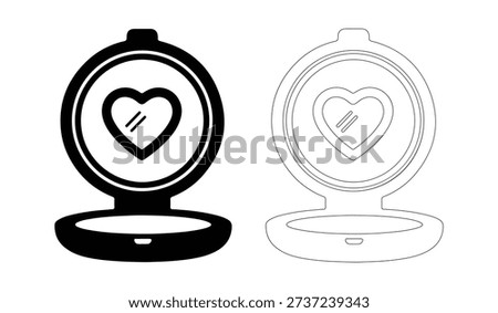 Simple icon of a compact mirror showing a heart shape