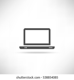 Simple icon computer laptop with empty screen. EPS10 vector.