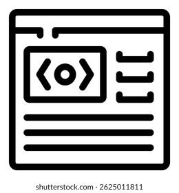 Simple icon of a computer screen displaying lines of programming code