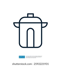 Simple Icon of A Cooking Pot with Handles on A White Background Representing Culinary Activities and Kitchen Utensils