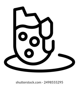 Simple icon of a crater forming on a planet surface after a meteorite impact