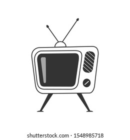 simple icon of a CRT TV. Flat design.
