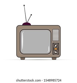 simple icon of a CRT TV. Flat design.