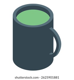 Simple icon of a cup, filled with a green liquid, representing a hot drink such as green tea