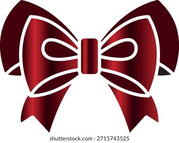 simple icon of a decorative red bow made of several ribbons, for holiday designs, invitations, flyers or decorative frames