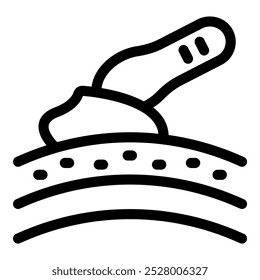 Simple icon depicting a beautician applying face cream with a spatula