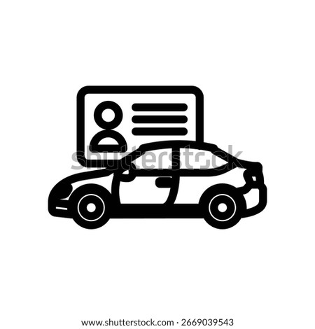 Simple icon depicting a car and a driver's license.